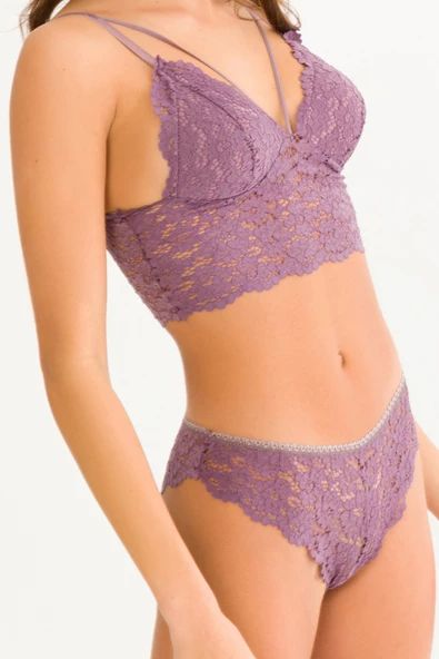 Nipora Kadın Hafif Destekli İpli Dantelli Sütyen Takımı Bralet Takımı 313 - 12