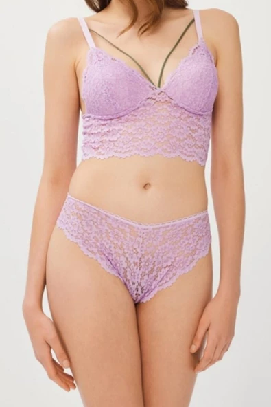 Nipora Kadın Hafif Destekli İpli Dantelli Sütyen Takımı Bralet Takımı 313 - 8