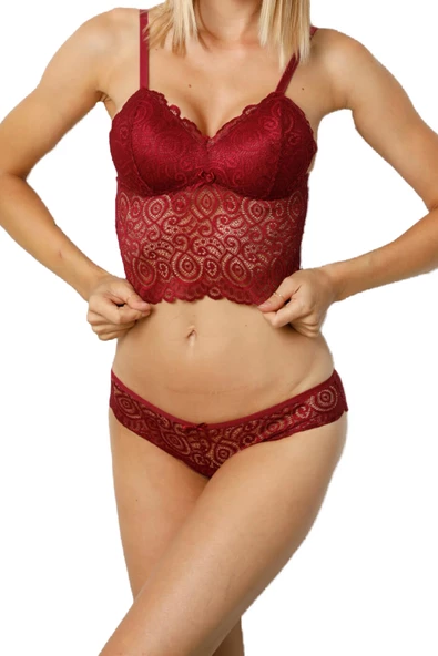 Nipora Kadın Dantelli Uzun Sütyen Takımı Bralet Takımı 80169 - 8
