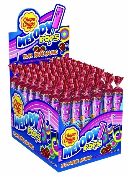 Chupa Chups Melody Pops Çilek Aromalı Flüt Şeker 15gr 48 adet - 4
