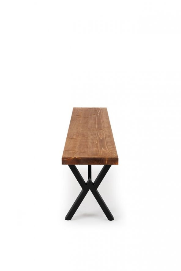180x32 Doğal Ahşap Kütük Ağaç Bench Bank Açık Üçgen Çapraz Ayak - 2