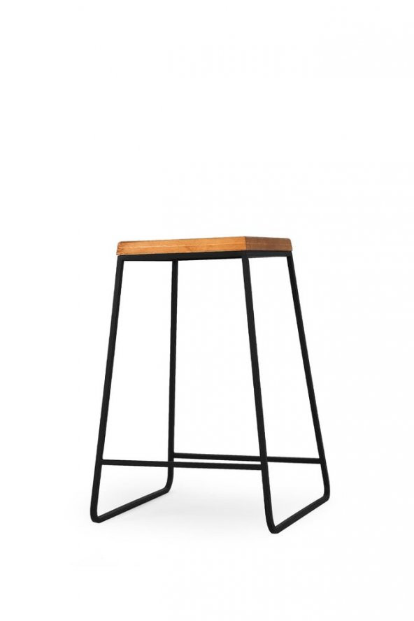 Exclusive Doğal Ahşap Kare Bar Taburesi 62cm - 3