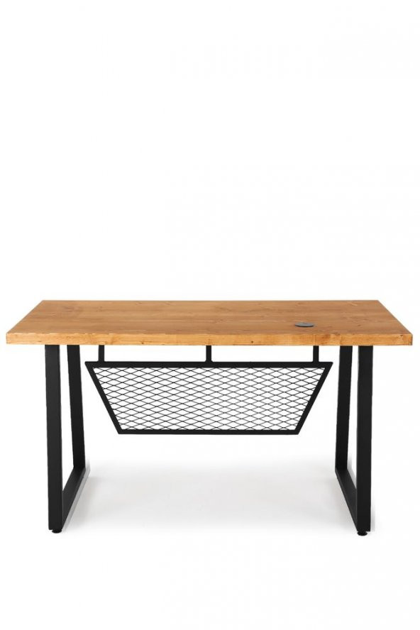 140x70 Doğal Ahşap Kütük Ofis Çalışma Masası Eğik U Ayak - 2