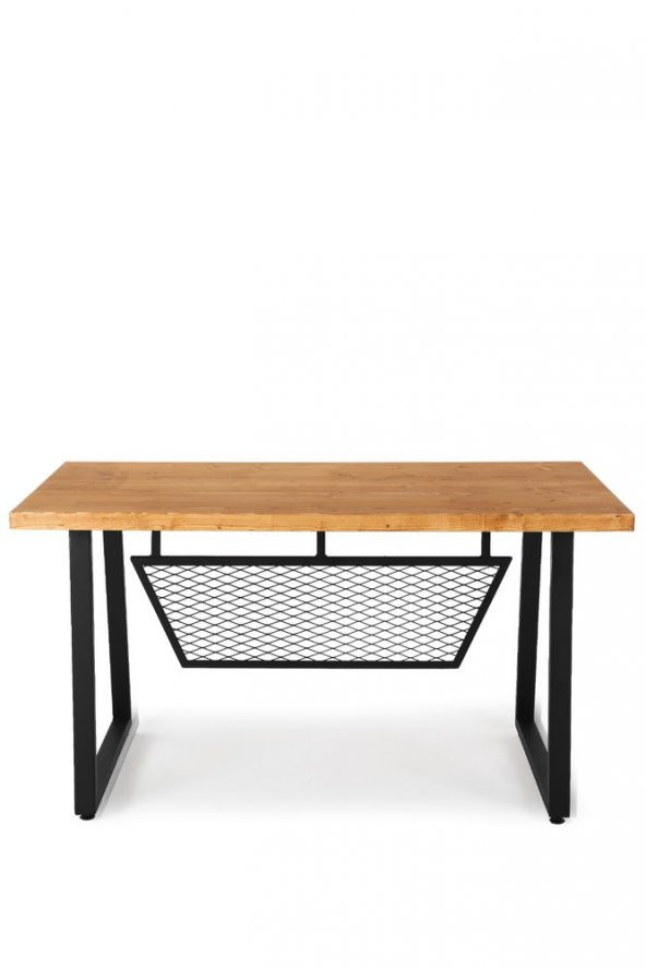 140x70 Doğal Ahşap Kütük Ofis Çalışma Masası Eğik U Ayak - 3