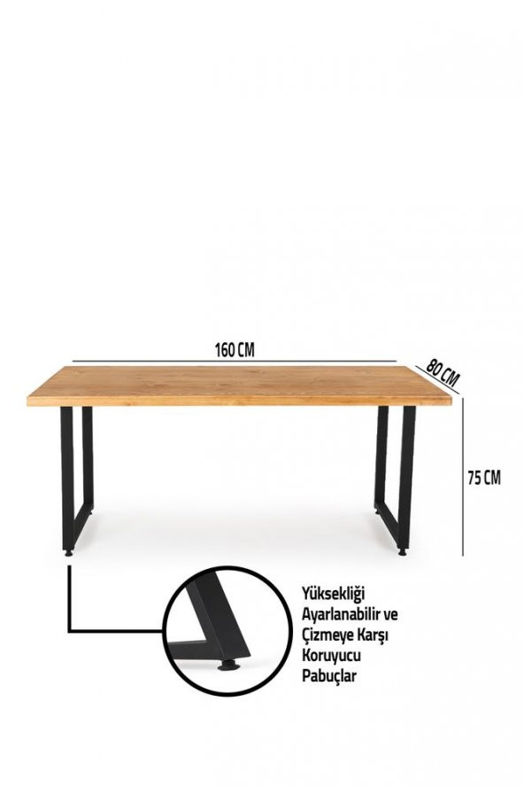 160x80 Doğal Ladin Ahşap Kütük Ağaç Masa Dikdörtgen Ayak - 3