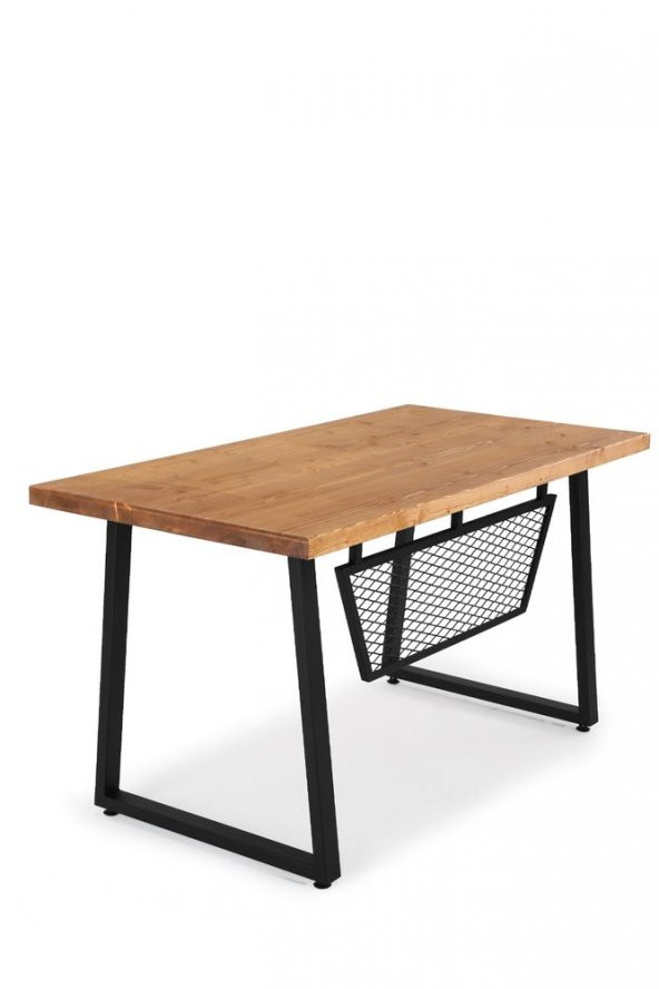 140x70 Doğal Ahşap Kütük Ofis Çalışma Masası Eğik U Ayak - 4