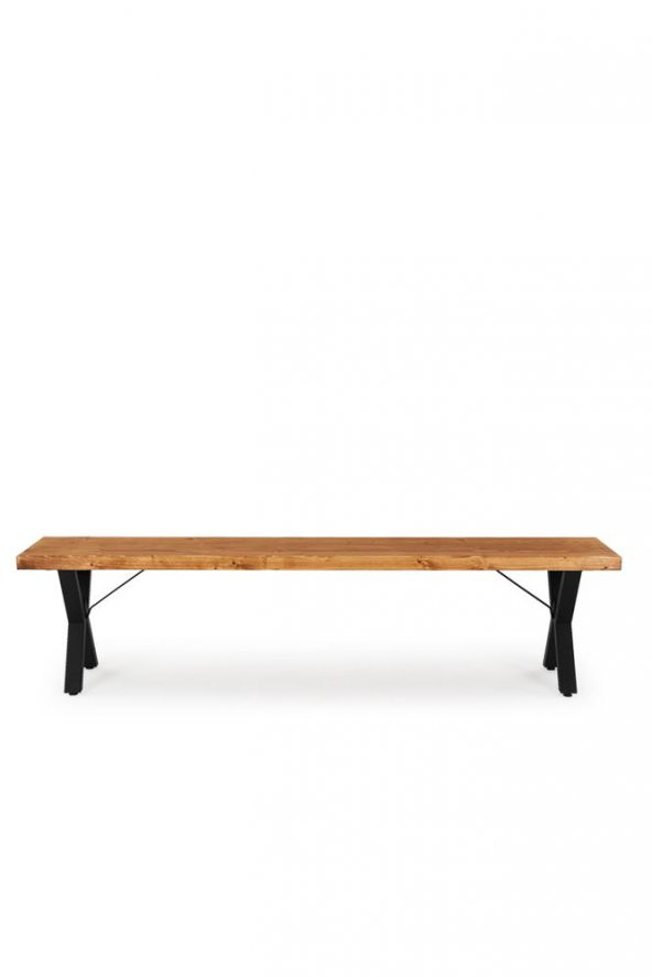 160x32 Doğal Ahşap Kütük Ağaç Bench Bank Açık Üçgen Çapraz Ayak - 3