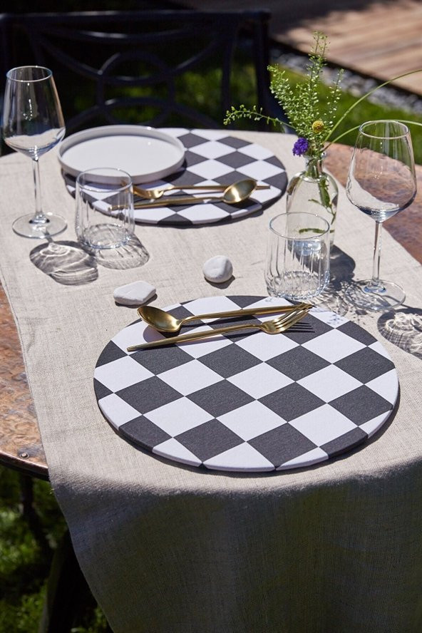 2li White & Black Duck Keten Supla Amerikan Servis - Resim 2