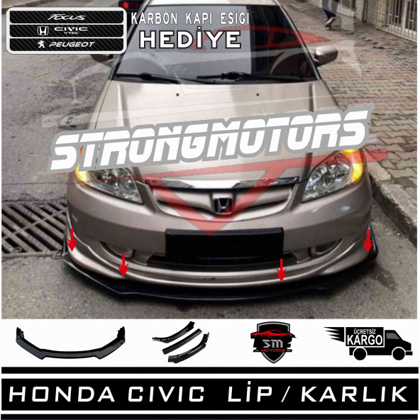 Honda Civic 2001-2005 Ön Tampon Eki Bodykit Karlık Lip