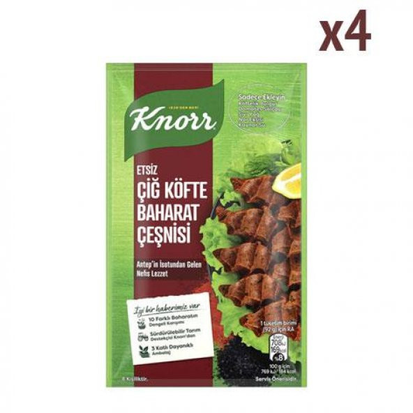 Knorr Etsiz Çiğ Köfte Baharat Çeşnisi 40 gr x 4