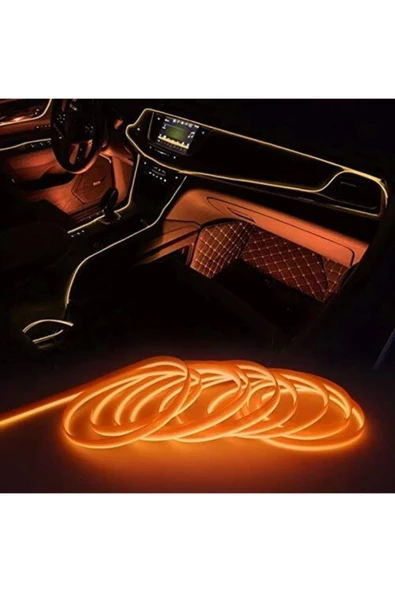 Neon İp Fitil Turuncu - Işıklı Torpido Fitili Neon İp - 2 Metre Araç İçi Torpido ledi