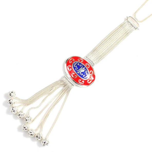 925 Ayar Gümüş Mineli Tilki Kuyruğu Kolye - Resim 3