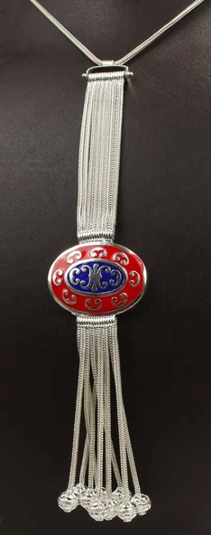 925 Ayar Gümüş Mineli Tilki Kuyruğu Kolye - Resim 5