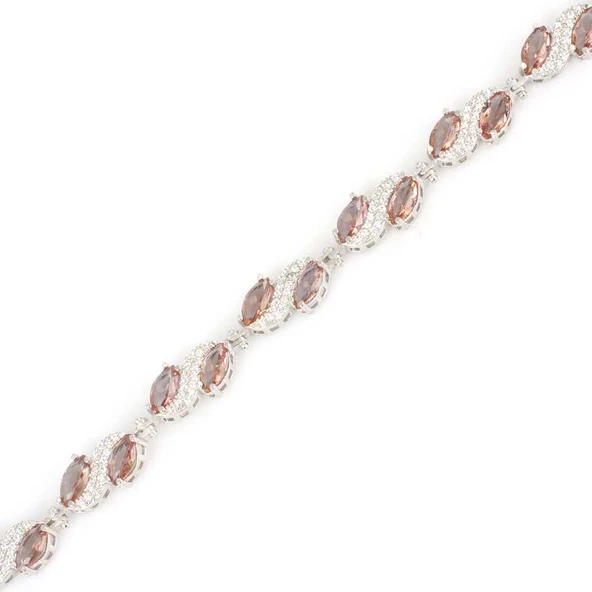 925 Ayar Gümüş S Model Zultanit Taşlı Suyolu Bileklik - Resim 3