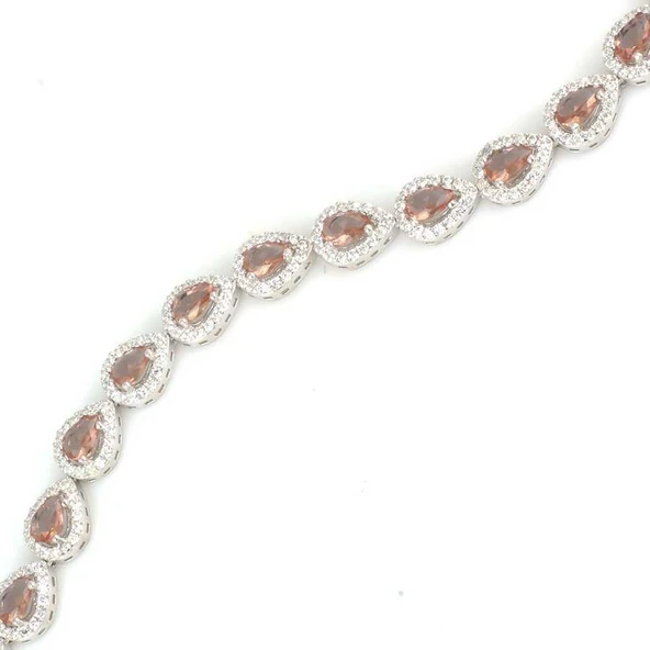 925 Ayar Gümüş Damla Zultanit Taşlı Suyolu Bileklik - Resim 2