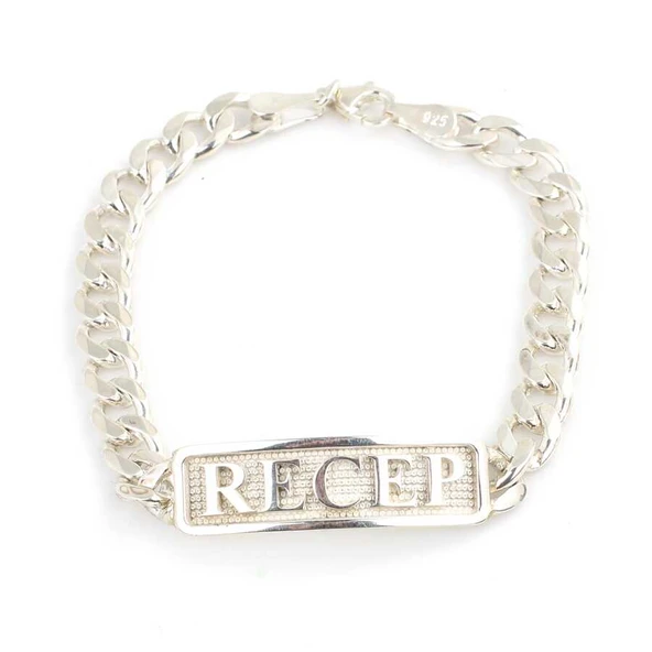 925 Ayar Gümüş İsim Yazılı Erkek Bilekliği - Resim 3