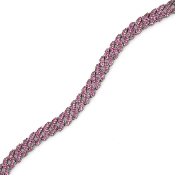 Gümüş Pembe Taşlı Gurmet Zincir Bileklik ürün görseli 1