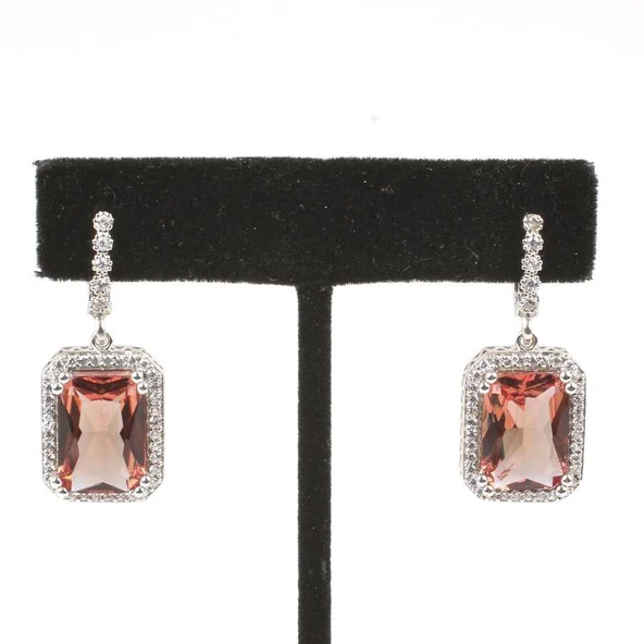 925 Ayar Gümüş Dikdörtgen Zultanit Taşlı Küpe, Büyük ürün görseli 1