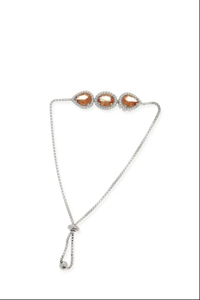 925 Ayar Gümüş Üçlü Oval ve Damla Zultanit Taşlı Bileklik - Resim 3