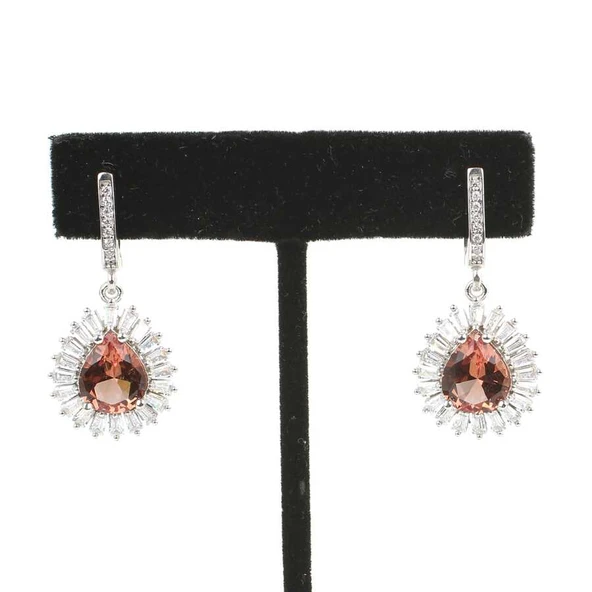 Gümüş Damla Zultanit ve Baget Taşlı Küpe ürün görseli