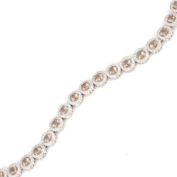 925 Ayar Gümüş Yuvarlak Zultanit Taşlı Suyolu Bileklik - Resim 3