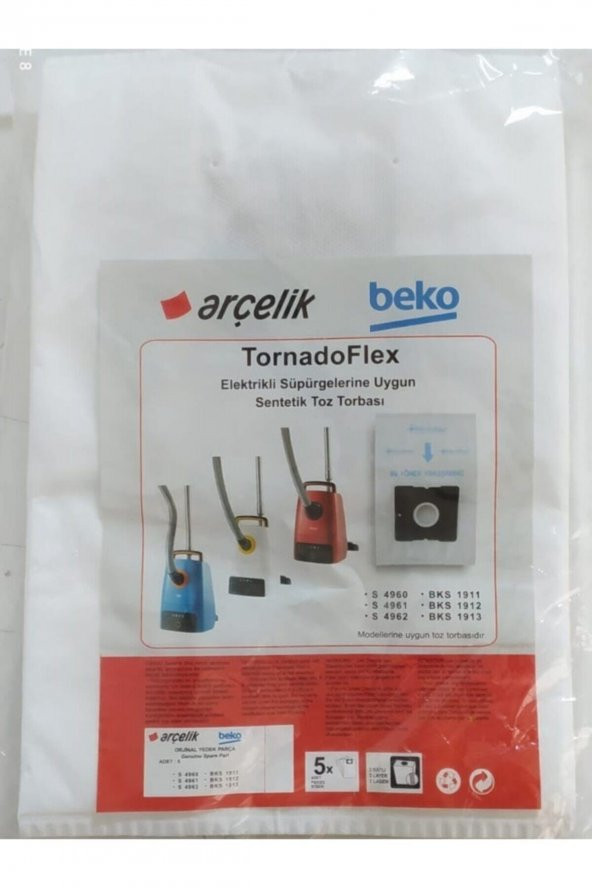 Beko Elektirikli Süpürge Toz Torbası Tornado Flex 2 Paket Içersinde 10 Adet Bar
