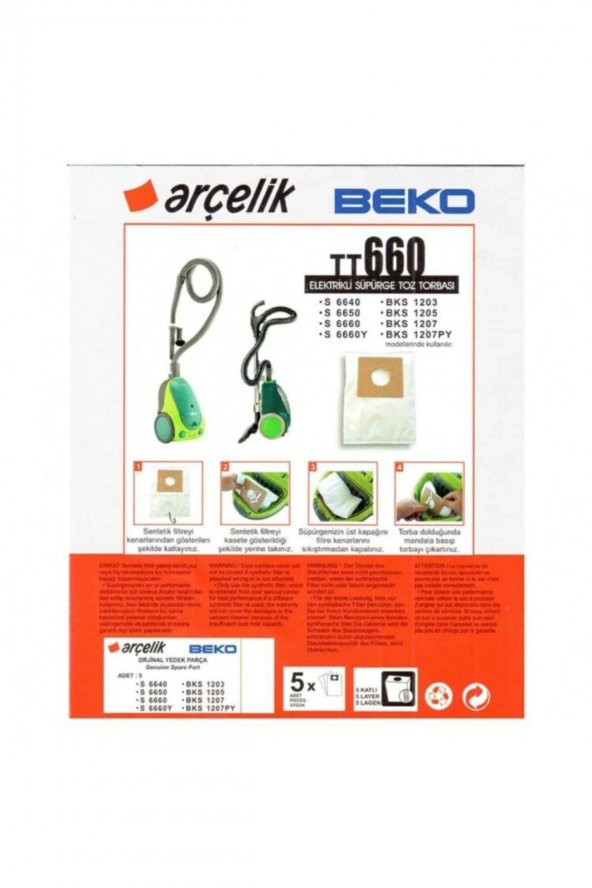 Arçelik S6660y Toz Torbası