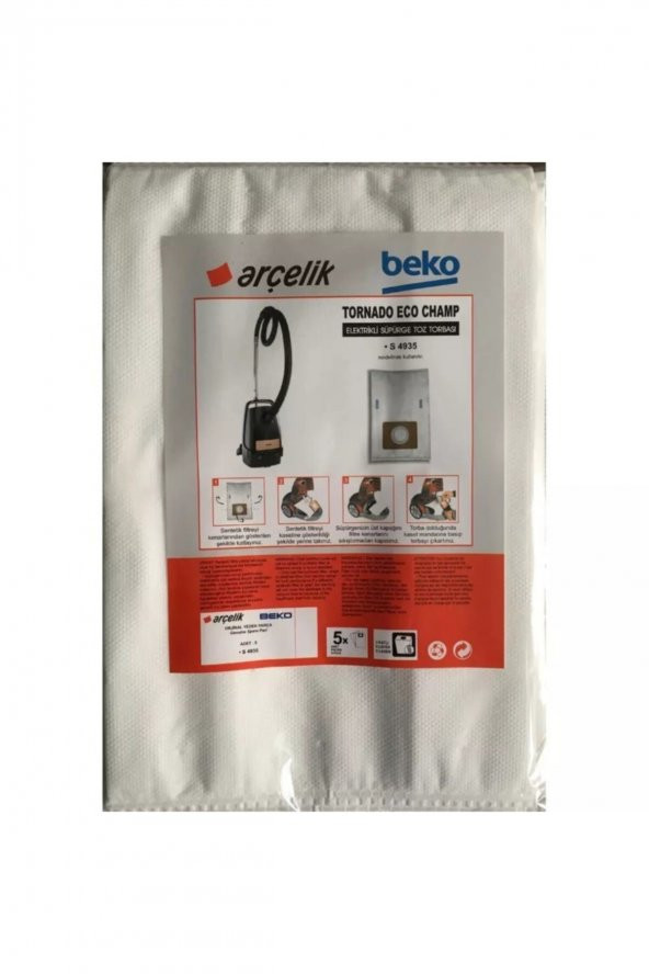 Arçelik Tornado Eco Champ Elektrikli Süpürge Torbası 5 Adet