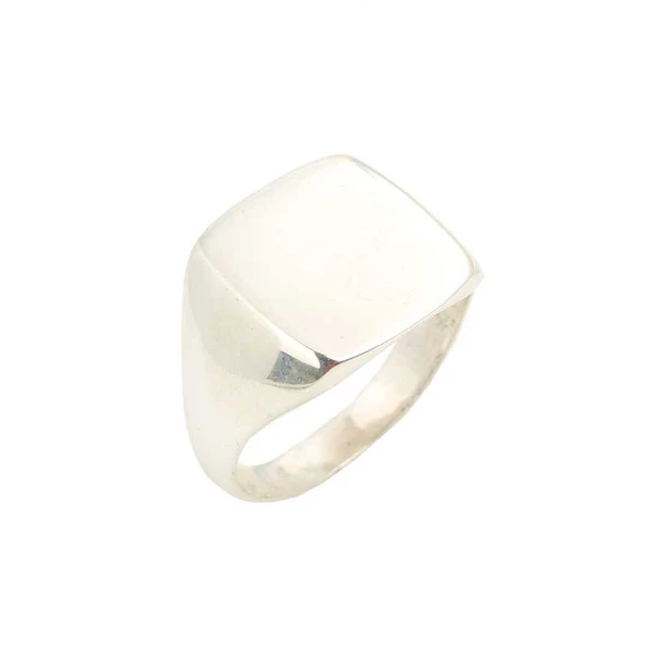 925 Ayar Gümüş Düz Şovalye Yüzük - Resim 4