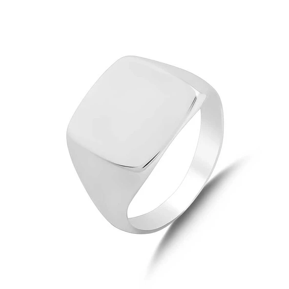 925 Ayar Gümüş Düz Şovalye Yüzük - Resim 2