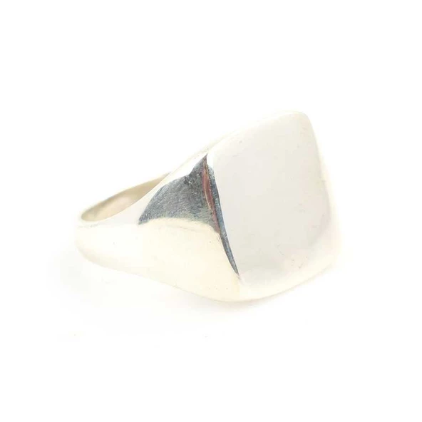 925 Ayar Gümüş Düz Şovalye Yüzük - Resim 5