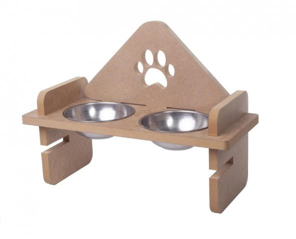 Woodylife Üçgen Pati Yüksekliği Ayarlanan Kedi ve Köpek Mama ve Su Kabı Çelik Kaseli - 2