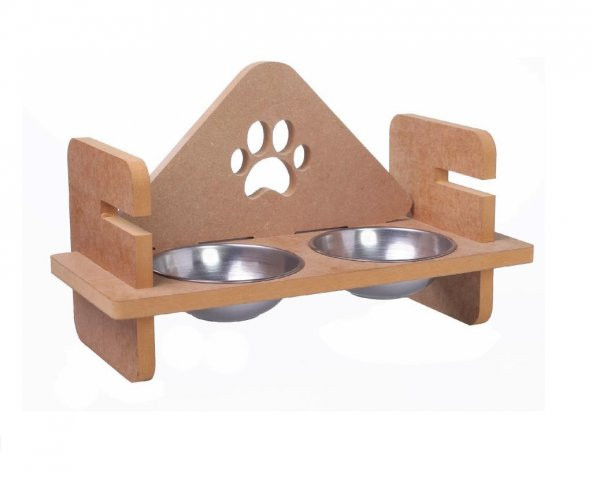 Woodylife Üçgen Pati Yüksekliği Ayarlanan Kedi ve Köpek Mama ve Su Kabı Çelik Kaseli - 3