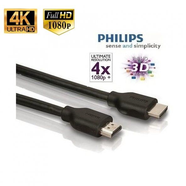 Philips Philips SWV5401P 4K Destekli 1,5m Ethernet HDMI Kablo ( ULTRA HD