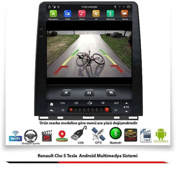 Renault Clıo 5 Tesla Android Multimedya Sistemi 4 GB Ram 32 GB Hafıza 8 Çekirdek Necvox Evervox BRC - 4
