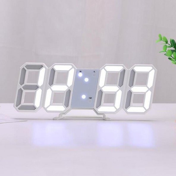 Valkyrie Beyaz LED Dijital Dekoratif Masa veya Duvar Saati