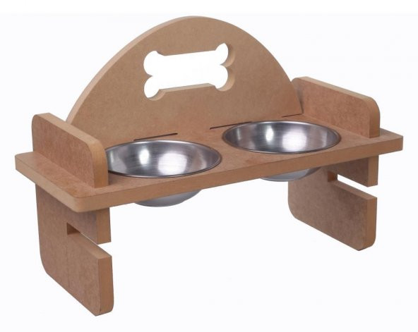 Woodylife Oval Kemik Kedi ve Köpek Mama ve Su Kabı Çelik Kaseli - 2