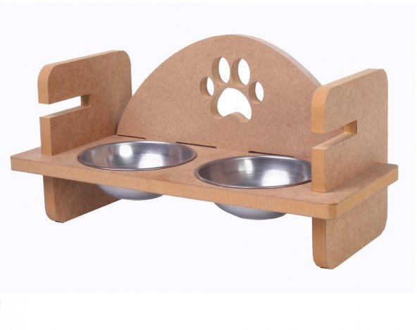 Woodylife Oval Kemik Kedi ve Köpek Mama ve Su Kabı Çelik Kaseli - 3