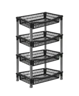 Sebzelik Mutfak Rafı, 4'lü, Tropik, Siyah, 44x32x85 cm