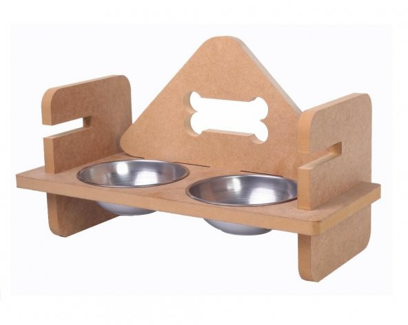 Woodylife Naturel Üçgen Ayarlanabilen Kedi ve Köpek Mama ve Su Kabı - 3