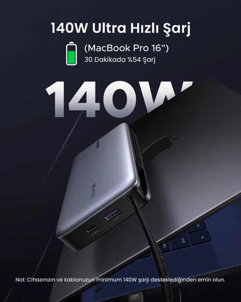 PTTAVM: UGREEN Nexode 25.000 mAh 165W Akıllı Ekranlı, Dahili USB-C