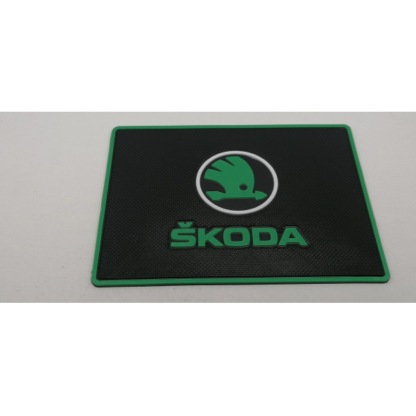Skoda Logolu Torpido Üstü Kaydırmaz Ped Telefon Tutucu
