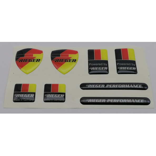 Rieger Performance Logolu 3M 8 li Grup Damla Silikon Sticker Torpido Göğüslük Bagaj Çamurluk Logo Amblem Seti - 2