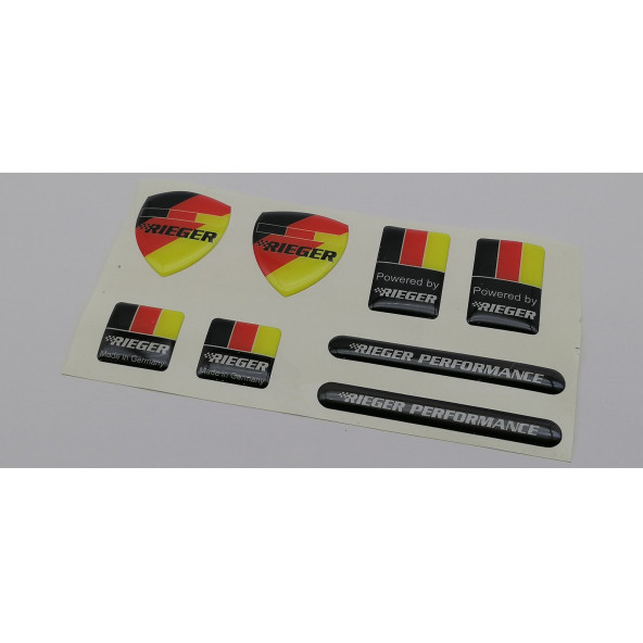 Rieger Performance Logolu 3M 8 li Grup Damla Silikon Sticker Torpido Göğüslük Bagaj Çamurluk Logo Amblem Seti - 3