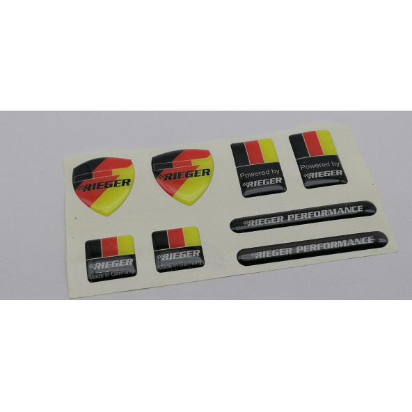 Rieger Performance Logolu 3M 8 li Grup Damla Silikon Sticker Torpido Göğüslük Bagaj Çamurluk Logo Amblem Seti - 4