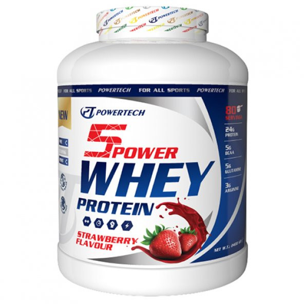Powertech 5Power Whey Protein 2400 Gr Çilek Aromalı Protein Tozu