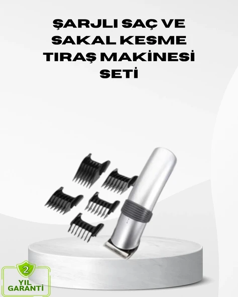 Kablosuz Profesyonel Tıraş Makinesi – Şarjlı, 60 Dakika Kullanım Süreli, Çelik Bıçaklı, Sessiz Motor