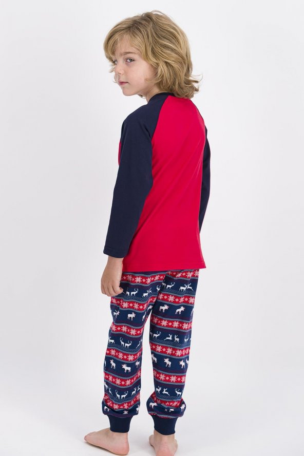 Arnetta 1069 Deer Family Açık Kırmızı Erkek Çocuk Pijama Takımı - 2