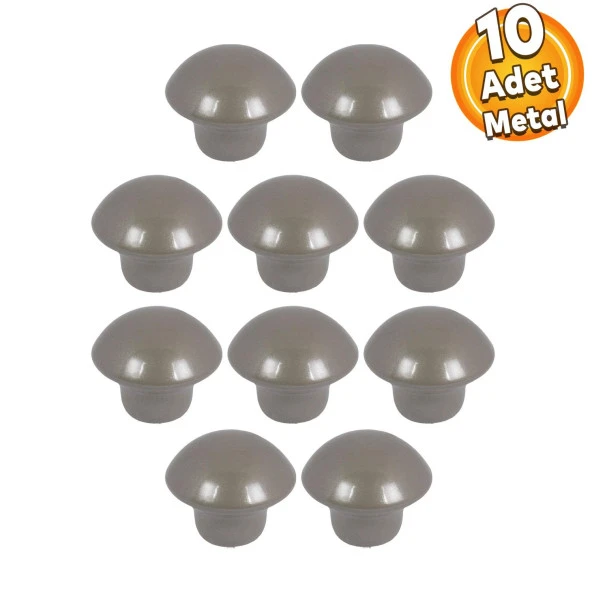 Mantar Düğme Kulp Çekmece Dolap Kapak Kulpu Kulbu Saten Tek Vidalı Metal Kulpları (10 ADET)