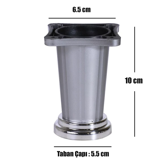 8 Adet Ayarlanabilir Dolap Mobilya Tezgah Koltuk Kanepe Puf Tezgah Ayağı Ayakları 10 Cm Gri Renk - 3